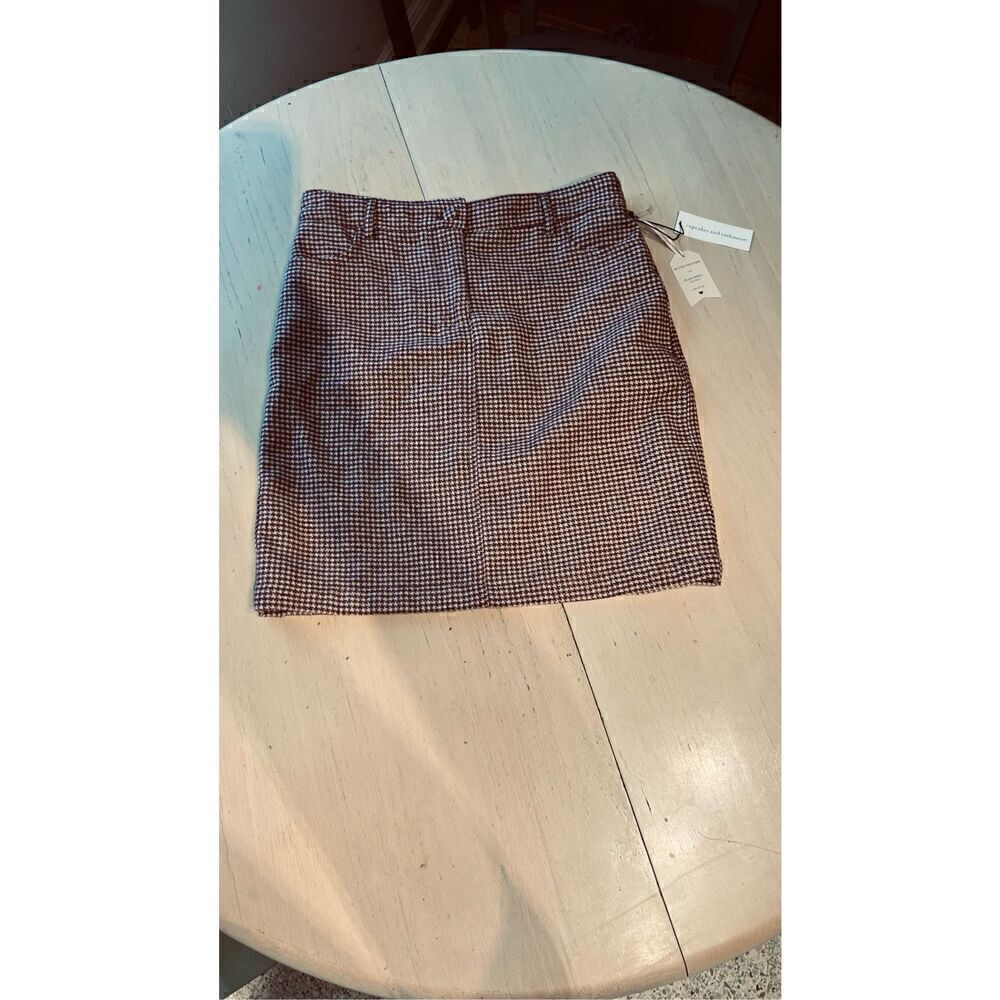 CUPCAKES AND CASHMERE HOUNDSTOOTH WOOL BLEND MINI SKIRT SZ 2 NEW